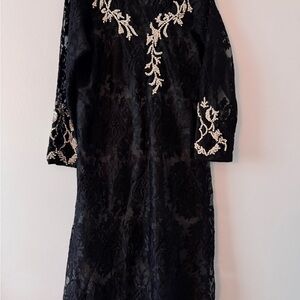 Elegant Black Lace Dress with Embellishments